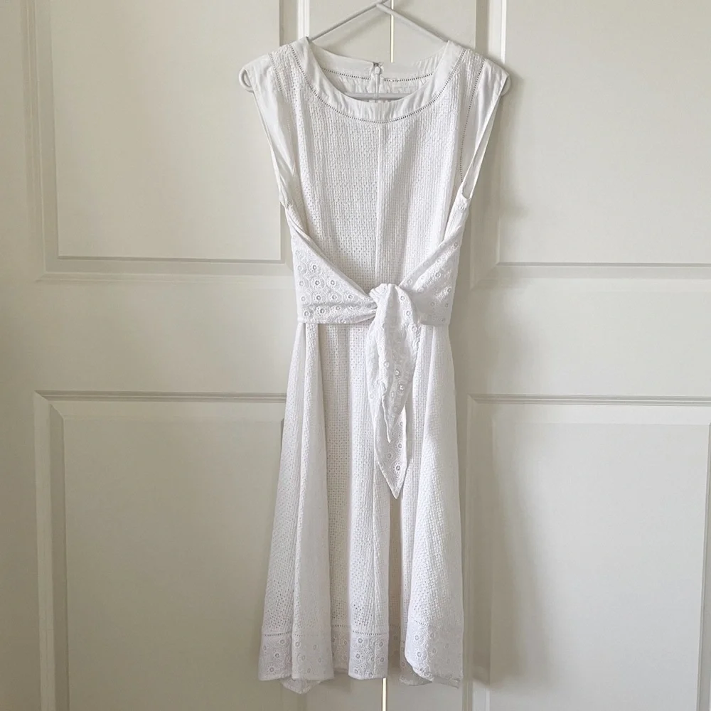 CAbi Lizzie White Eyelet Front Tie Dress #5106 - Picture 2 of 16